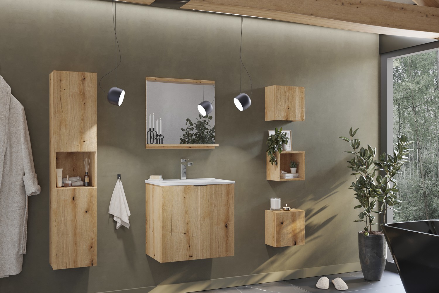 aranżacja łazienki meble comad nova oak