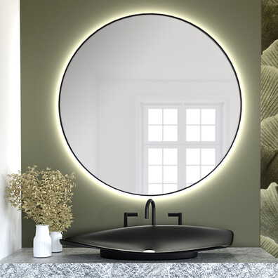 Lustro łazienkowe LED okrągłe czarne