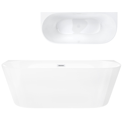 Wanna przyścienna wolnostojąca Corsan MONO 170 x 80 cm Korek klik-klak Biały