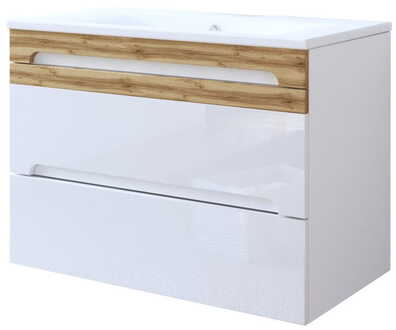 Nowoczesna szafka pod umywalkę 80 cm biały połysk Galaxy White 824