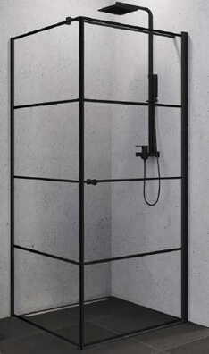Kabina prysznicowa SUPERIA BLACK LEWA kwadratowa 90x90 szkło czyste 6mm z powłoką - wzór czarne pasy