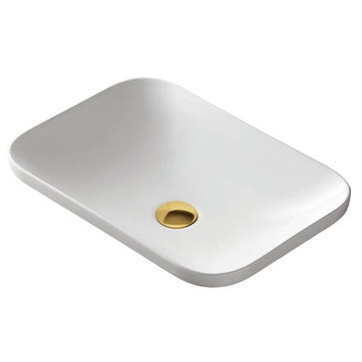 Umywalka wpuszczana w blat Avola 600x370x145 mm z korkiem złotym