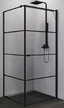 Kabina prysznicowa SUPERIA BLACK LEWA kwadratowa 90x90 szkło czyste 6mm z powłoką - wzór czarne pasy, (1) - Kabiny prysznicowe