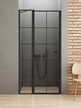 Drzwi prysznicowe NEW SOLEO BLACK L z elementem stałym 90 drzwi uchylne pojedyncze czyste 6mm AS - wzór kratka, (1) - Drzwi prysznicowe