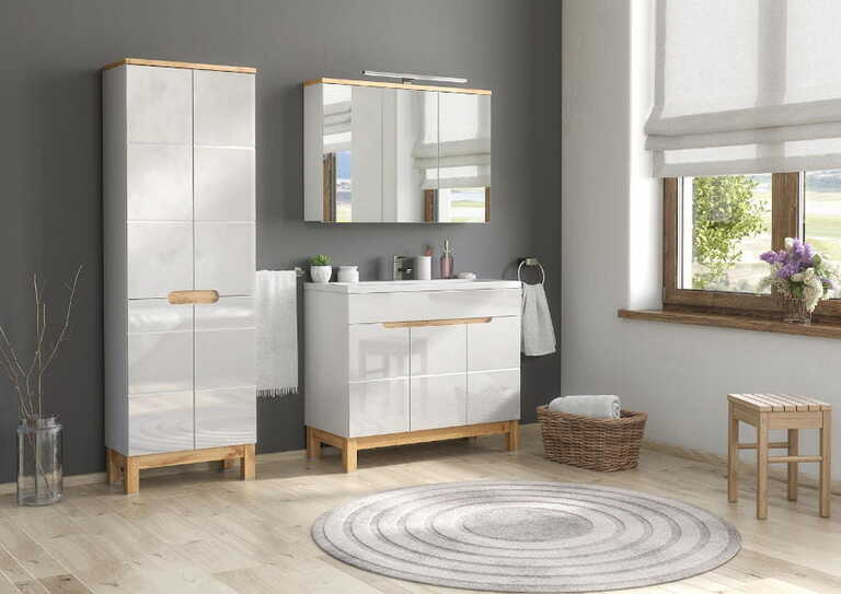 Elegancka szafka podumywalkowa Bali White 825 – 100 cm stojąca Biały Połysk, (3) - Bali White