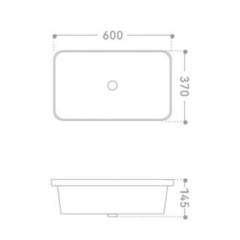 Umywalka wpuszczana w blat Avola 600x370x145 mm z korkiem białym, (4) - Umywalka nablatowa