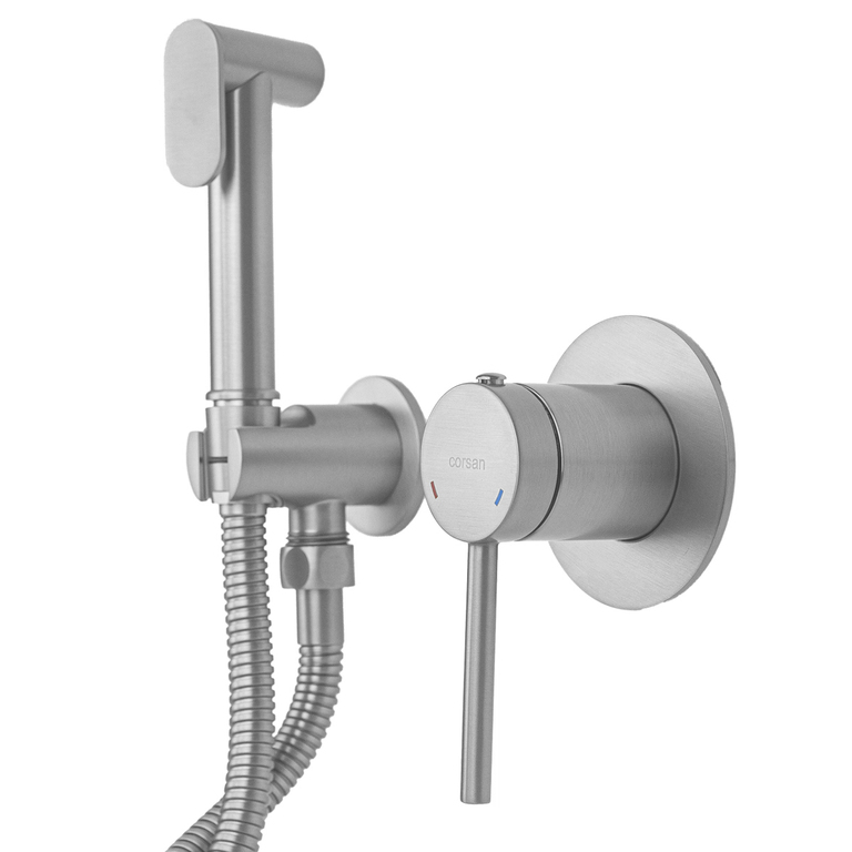 Bateria bidetowa podtynkowa LUGO CMB7570BSL Stal szczotkowana, (1) - Baterie bidetowe