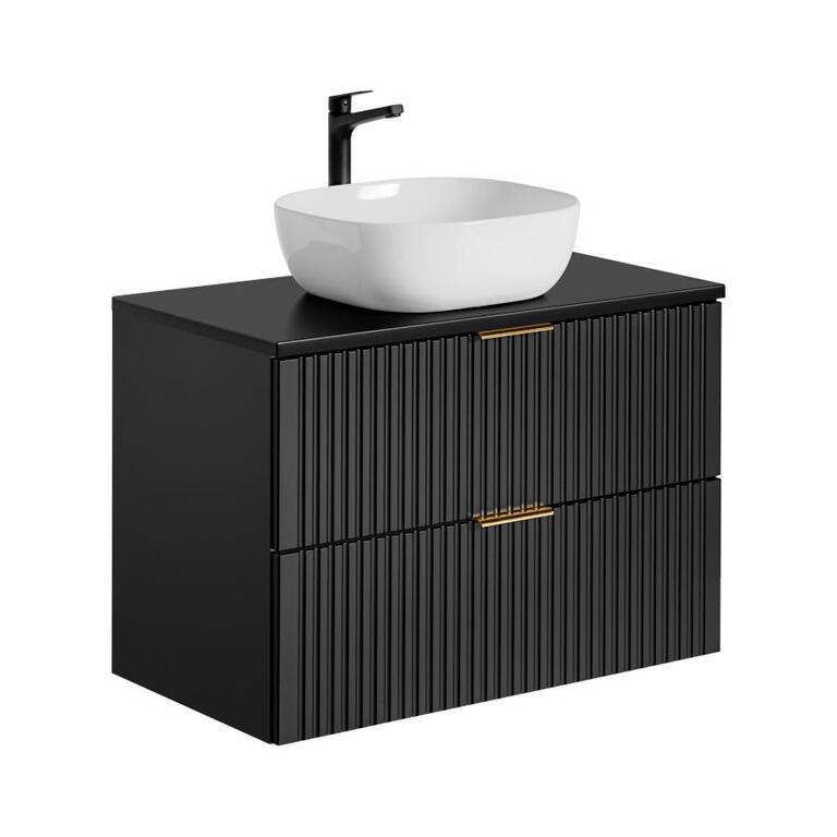 Szafka wisząca pod umywalkę 80 cm czarna ADEL BLACK 82-80-B-2S, (3) - Adel Black