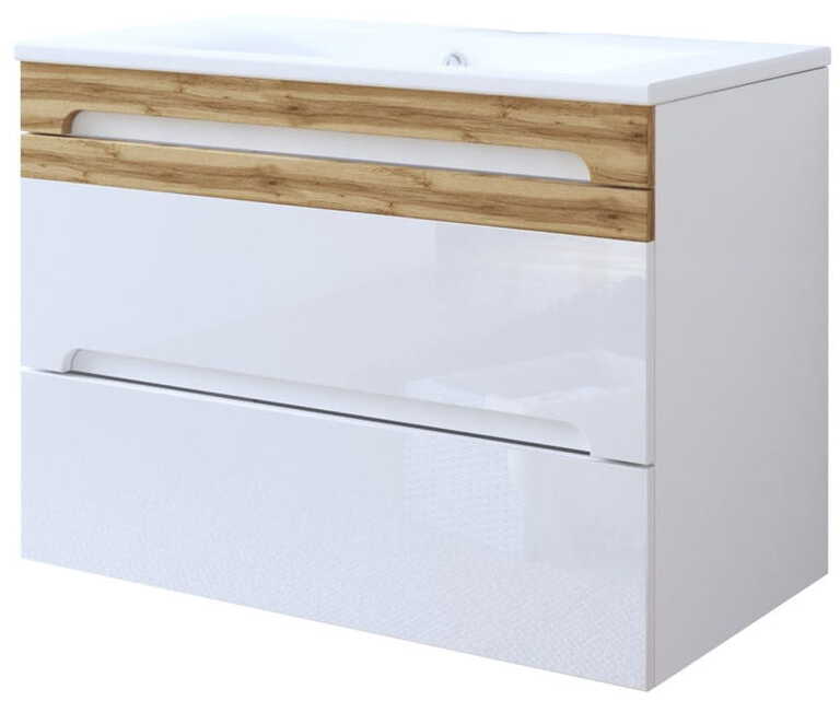 Nowoczesna szafka pod umywalkę 80 cm biały połysk Galaxy White 824 (1)