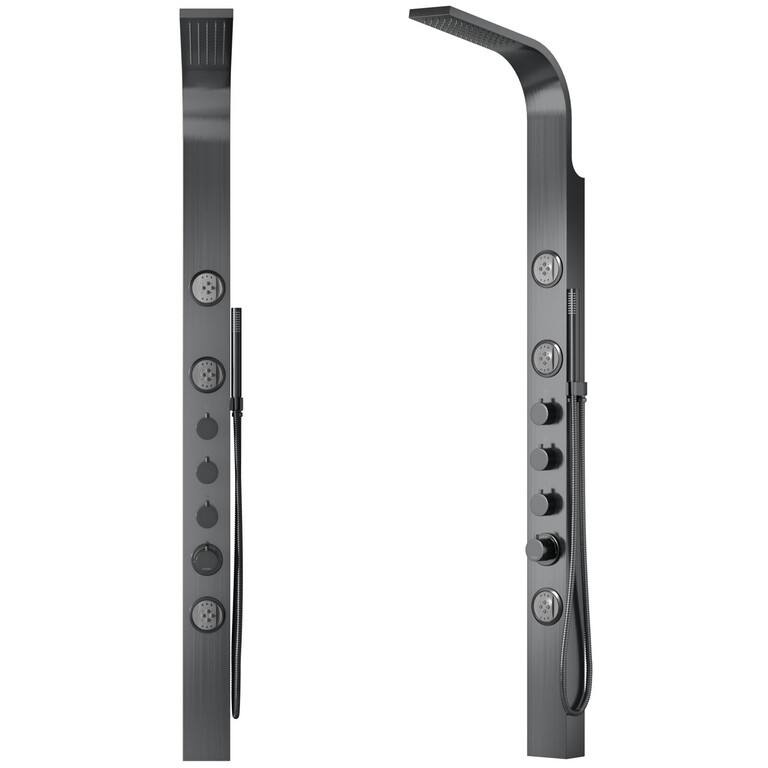 Panel prysznicowy stalowy Corsan SNAKE S002TGM Termostat Grafti GunMetal, (1) - Panele prysznicowe