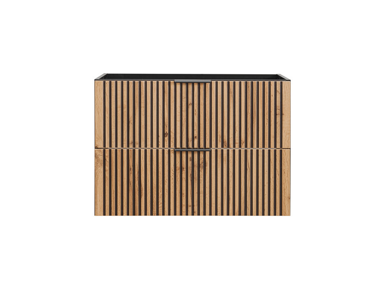 Szafka pod umywalkę 80 cm czarne ryfle dąb wotan XILO BLACK WOTAN 82-80, (5) - Xilo
