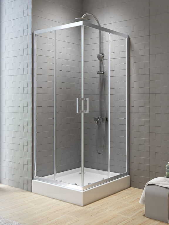 Kabina prysznicowa NEW VARIA prostokątna drzwi przesuwne podwójne 80x90 szkło czyste 6/5mm Active Shield, (1) - Kabiny prysznicowe