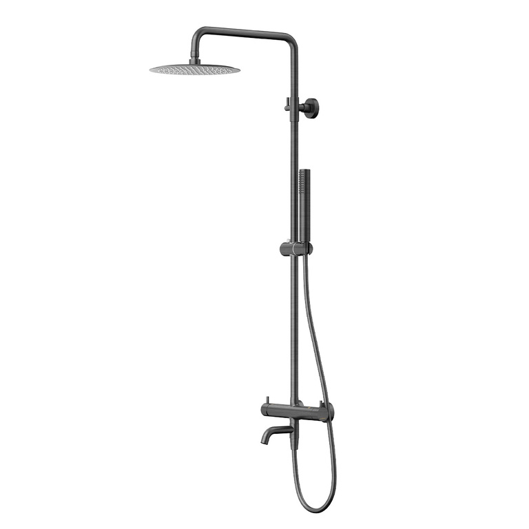 Zestaw natryskowy Kolumna prysznicowa Corsan LUGO Deszczownica 25cm Wylewka obrotowa GunMetal, (1) - Deszczownice