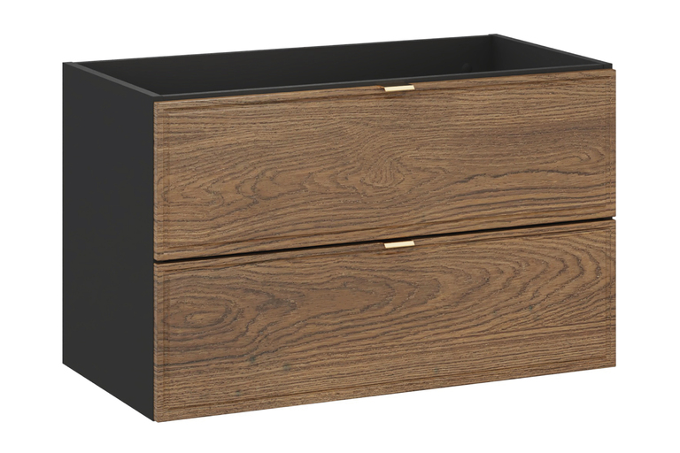 Szafka pod umywalkę 80 cm 2 szuflady czarny mat dąb casella Talia, (1) - Talia Casella