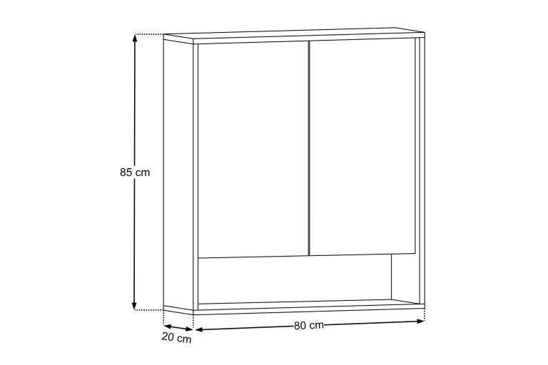 Wisząca Szafka Łazienkowa z Lustrem 80 cm (2 drzwi), (3) - Szafki łazienkowe