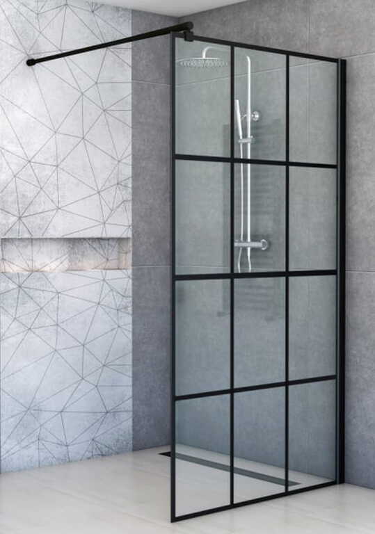 Ścianka prysznicowa 110 cm CZARNA KRATA Kabina Sea-Horse EASY IN 110x200 BK251T11A6, (1) - Ścianki prysznicowe