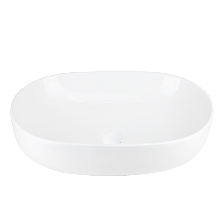 Umywalka nablatowa OLVENA UC5566WH 600x400x150mm Owalna Biały korek, (2) - Umywalka nablatowa