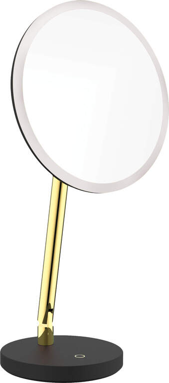 Silia Lusterko kosmetyczne stojące złote - podświetlenie LED, (1) - Lustra łazienkowe