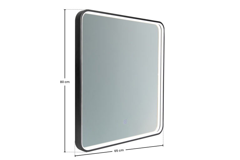 Lustro LED w ramie czarnej prostokątne 65 x 80 cm, (5) - Lustra łazienkowe