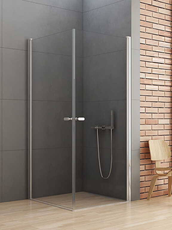 Kabina prysznicowa NEW SOLEO kwadratowa 70x70 drzwi wahadłowe podwójne szkło czyste 6mm Active Shield, (1) - Kabiny prysznicowe