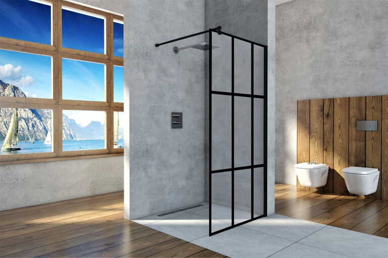 Ścianka prysznicowa 100 cm CZARNA KRATA Sea-Horse EASY IN 100x200 BK251T10A6, (1) - Ścianki prysznicowe