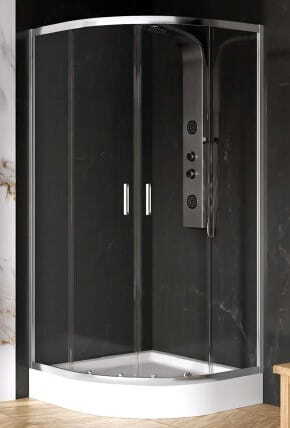 Kabina SUVIA półokrągła R55 80x80 szkło czyste 5mm, (1) - Kabiny prysznicowe