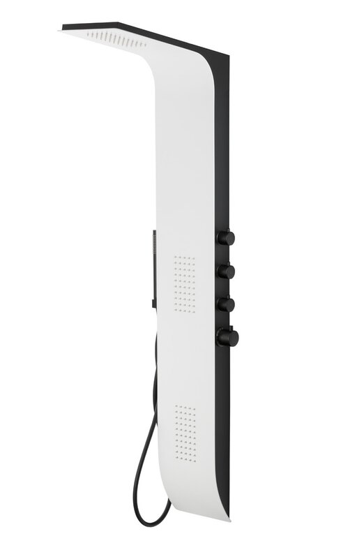 Panel prysznicowy biały z czarnym wykończeniem i termostatem Corsan Duo A777, (1) - Panele prysznicowe