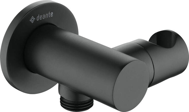 Cascada Przyłącze kątowe okrągłe z uchwytem na słuchawkę czarne, (1) - Akcesoria łazienkowe
